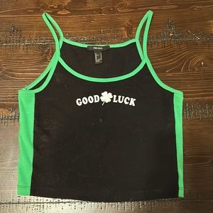 “Good luck” tiny cropped cami